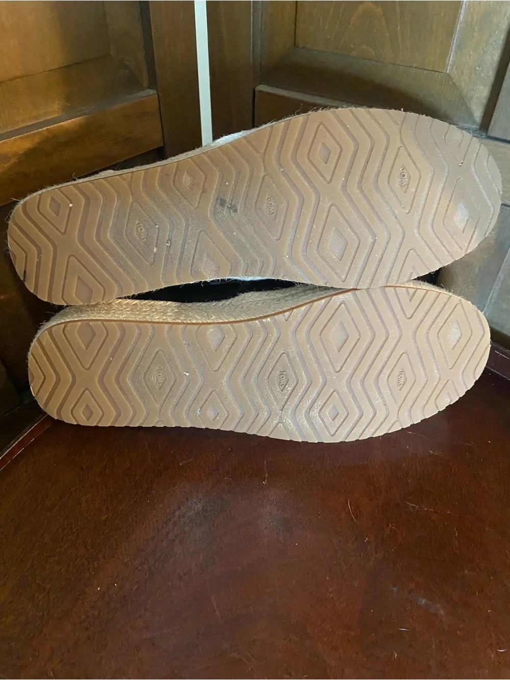 Toms Black Canvas Espadrille Platform Slip-Ons